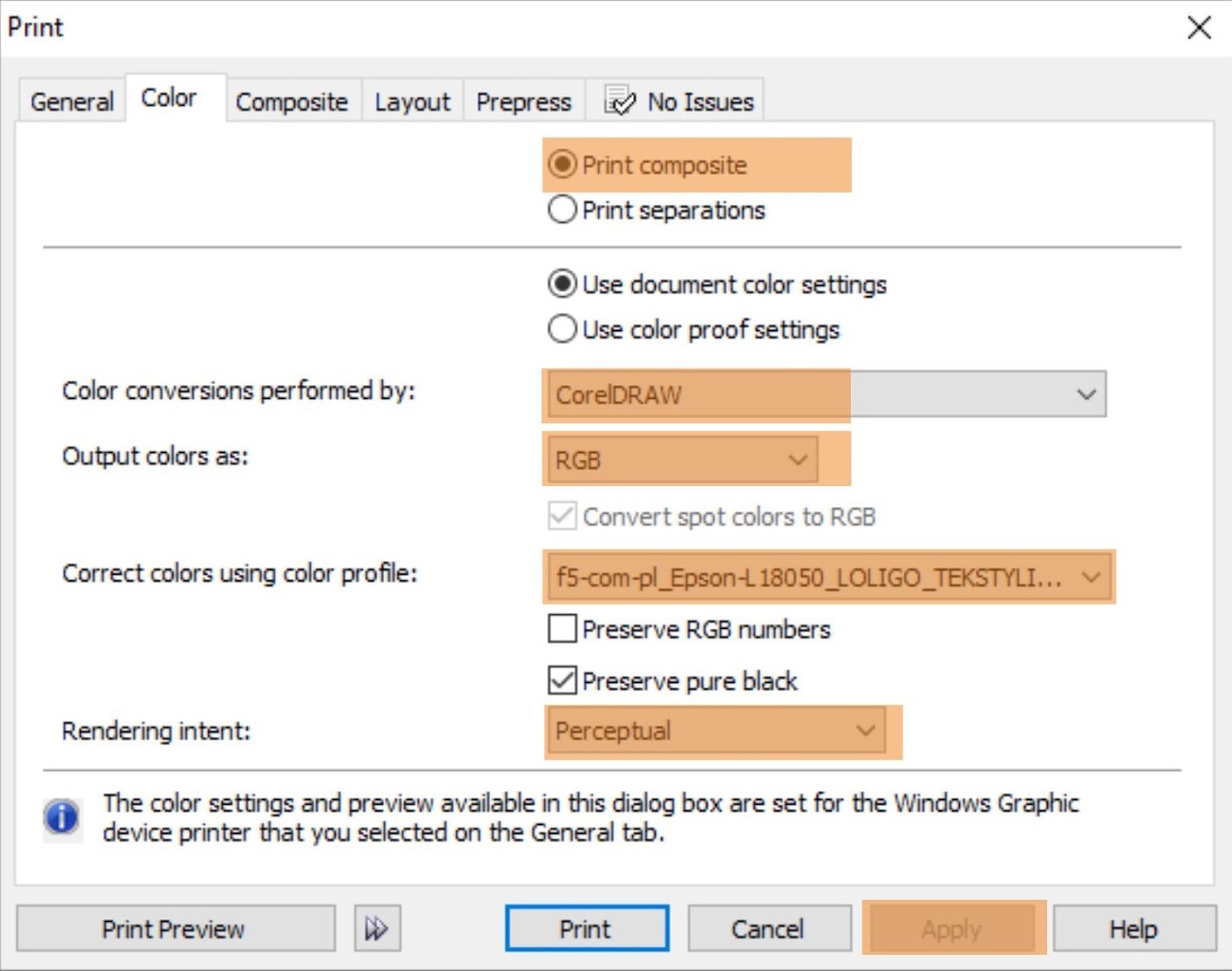 Epson 18050 - ustawienia drukowania - profil kolorystyczny_1
